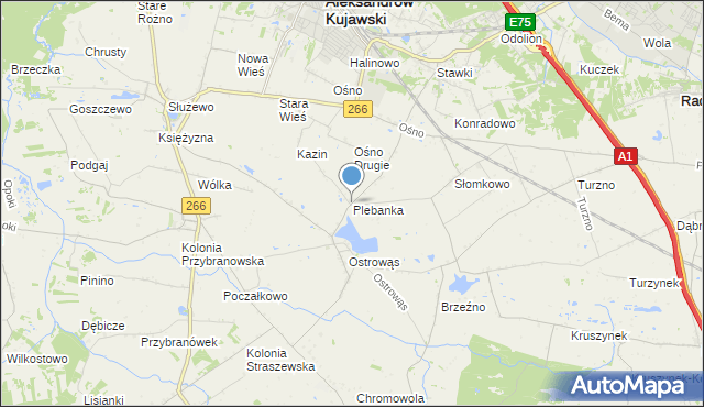 mapa Plebanka, Plebanka gmina Aleksandrów Kujawski na mapie Targeo